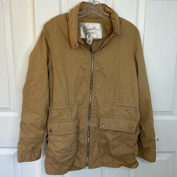 Coach Est 1941 Women's Lightweight Hooded Jacket Beige Tan Camel - Picture 1 of 6